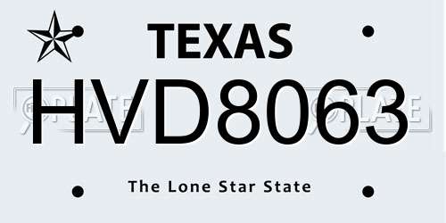HVD8063 Texas License Plate