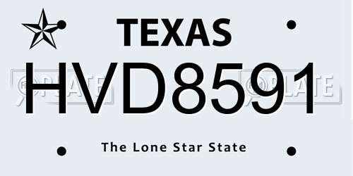 HVD8591 Texas License Plate