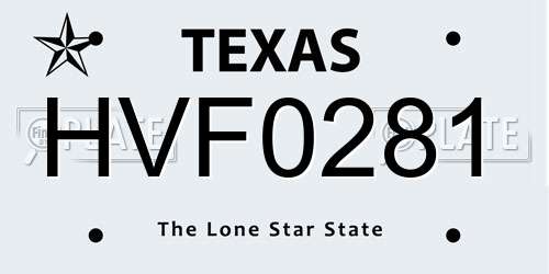 HVF0281 Texas License Plate