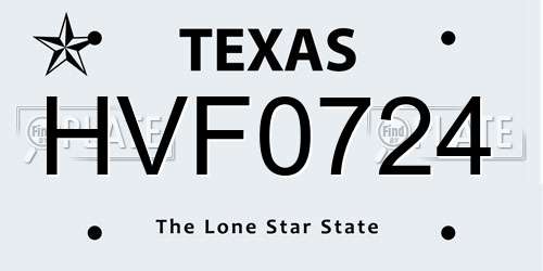 HVF0724 Texas License Plate