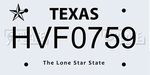 HVF0759 Texas License Plate