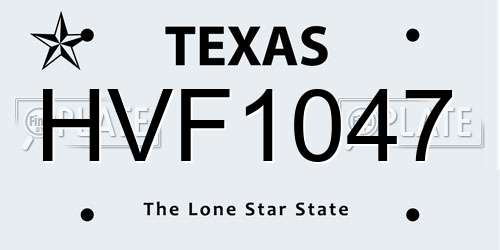 HVF1047 Texas License Plate
