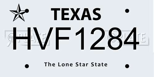 HVF1284 Texas License Plate