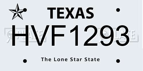HVF1293 Texas License Plate