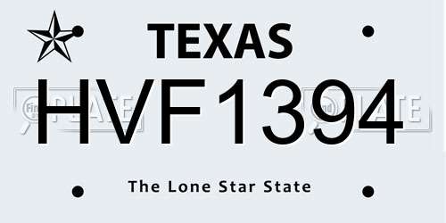 HVF1394 Texas License Plate
