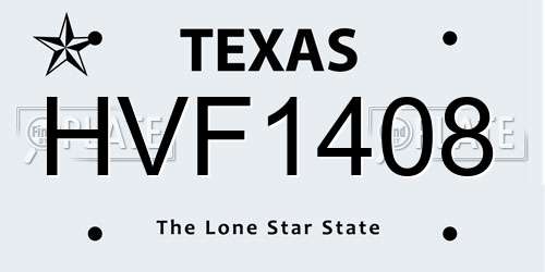 HVF1408 Texas License Plate
