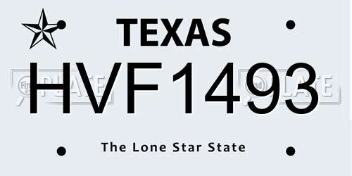 HVF1493 Texas License Plate