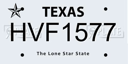 HVF1577 Texas License Plate