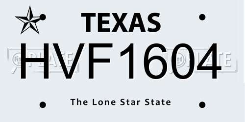 HVF1604 Texas License Plate