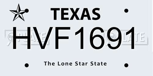 HVF1691 Texas License Plate
