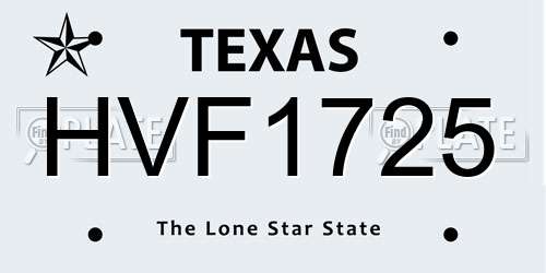 HVF1725 Texas License Plate