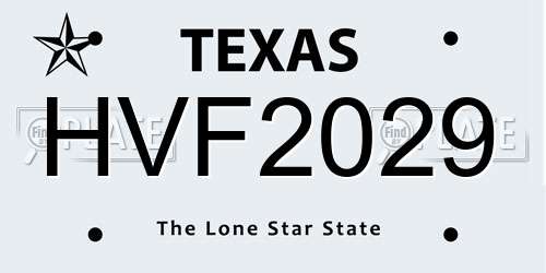 HVF2029 Texas License Plate