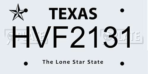 HVF2131 Texas License Plate