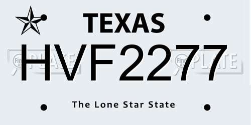 HVF2277 Texas License Plate