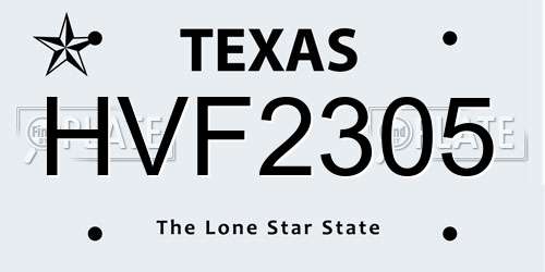 HVF2305 Texas License Plate