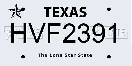 HVF2391 Texas License Plate