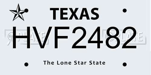 HVF2482 Texas License Plate