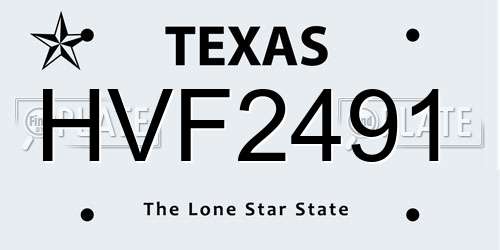 HVF2491 Texas License Plate