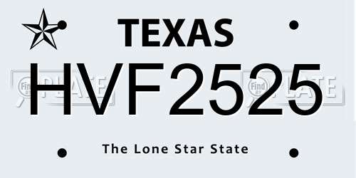HVF2525 Texas License Plate