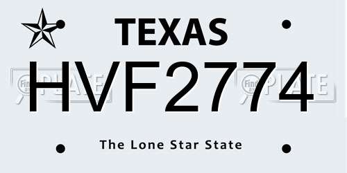 HVF2774 Texas License Plate