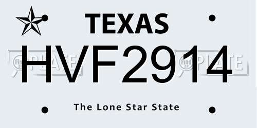 HVF2914 Texas License Plate