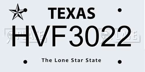 HVF3022 Texas License Plate