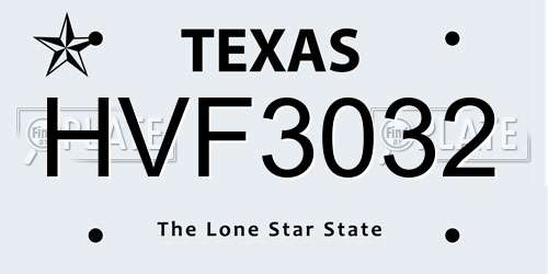 HVF3032 Texas License Plate