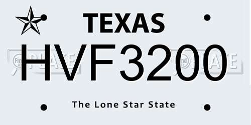 HVF3200 Texas License Plate