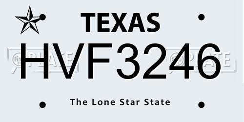 HVF3246 Texas License Plate