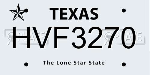 HVF3270 Texas License Plate