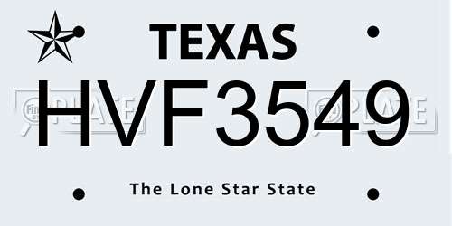 HVF3549 Texas License Plate