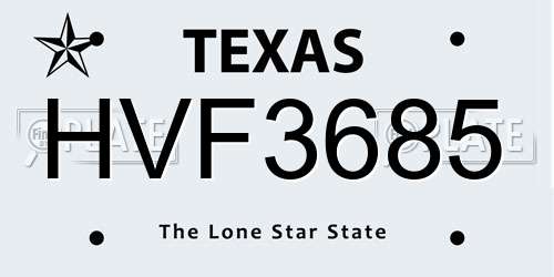 HVF3685 Texas License Plate
