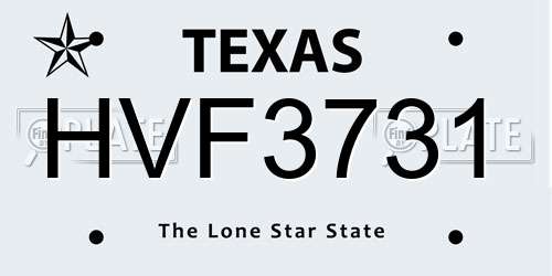 HVF3731 Texas License Plate