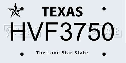HVF3750 Texas License Plate