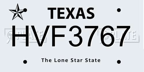 HVF3767 Texas License Plate
