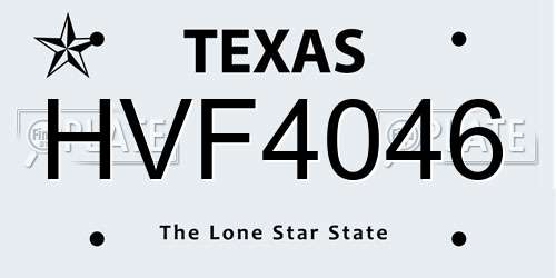HVF4046 Texas License Plate