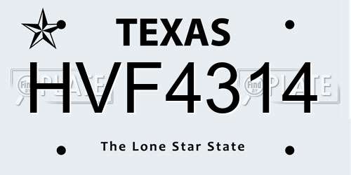 HVF4314 Texas License Plate