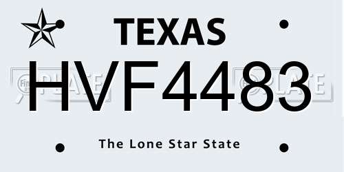 HVF4483 Texas License Plate