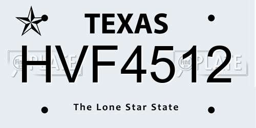 HVF4512 Texas License Plate