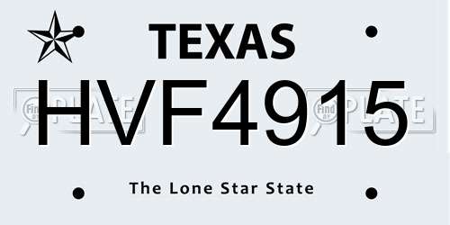HVF4915 Texas License Plate