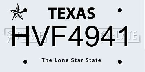 HVF4941 Texas License Plate