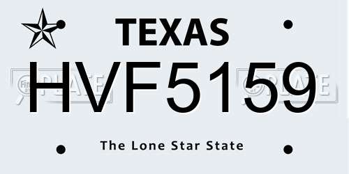 HVF5159 Texas License Plate