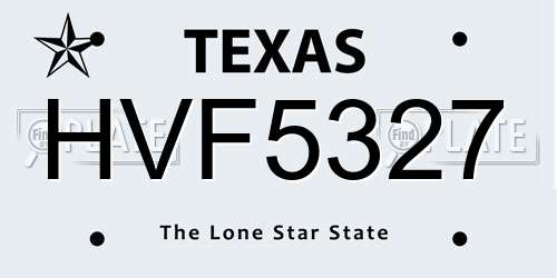 HVF5327 Texas License Plate