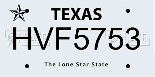 HVF5753 Texas License Plate