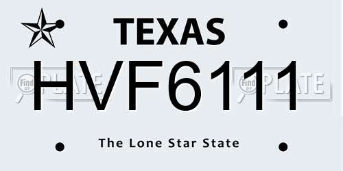 HVF6111 Texas License Plate
