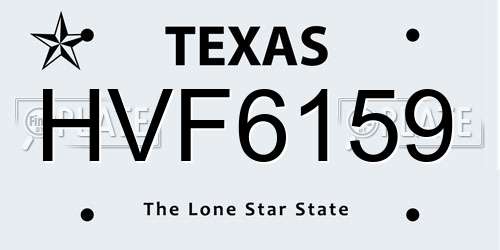 HVF6159 Texas License Plate