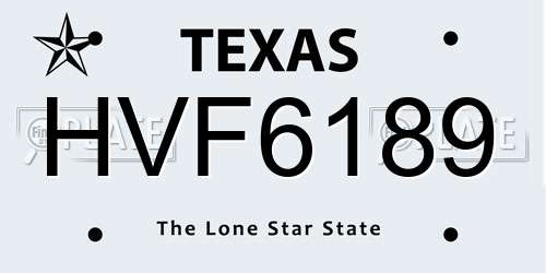 HVF6189 Texas License Plate