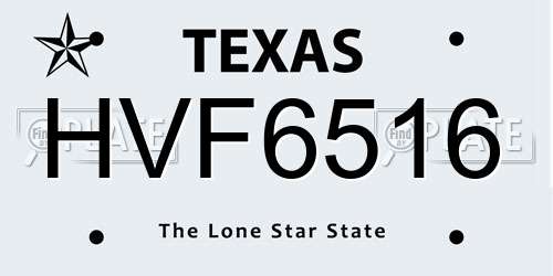 HVF6516 Texas License Plate