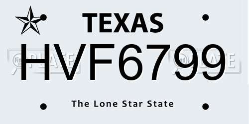 HVF6799 Texas License Plate