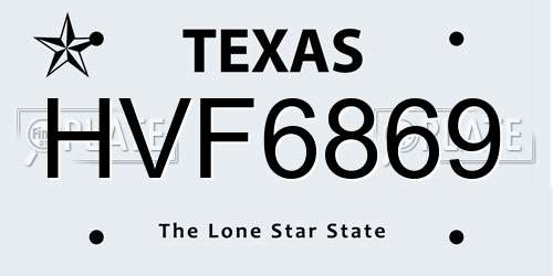 HVF6869 Texas License Plate